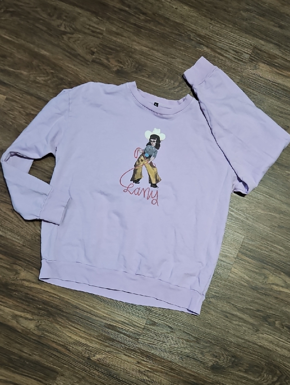 Lany Lavender Cowgirl Graphic Sweatshirt Made in USA XL 100% cotton
